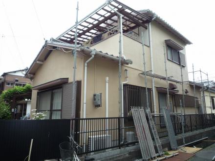 外壁塗装及び軒天塗装　高圧洗浄【やねきハウスのリフォーム】（リフォーム前）