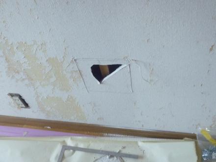 ﾎﾞｰﾄﾞ壁穴補修工事【やねきハウスのリフォーム】（リフォーム前）