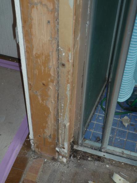 シロアリ防虫駆除及び洗面所床・柱改修【やねきハウスのリフォーム】（リフォーム前）