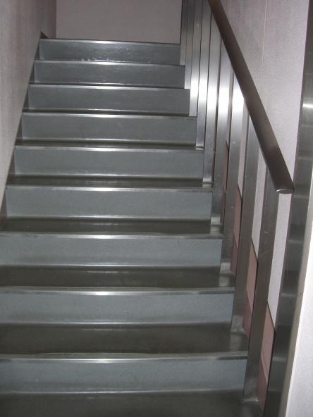 階段床張替え　屋外用塩ビシート張り【やねきハウスのリフォーム】（リフォーム前）